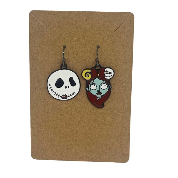 Jack & Sally Head Earrings - Nightmare Before Christmas - Hypoallergenic - Picture 1 of 2